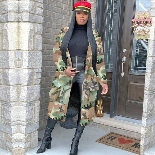 Plus Size Camouflage Camo Oversized Cardigan