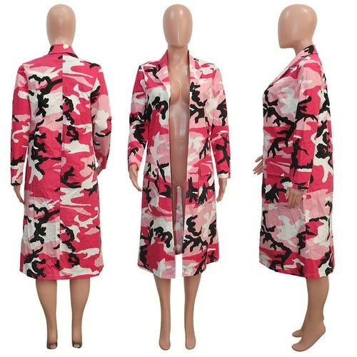 Plus Size Camouflage Camo Oversized Cardigan