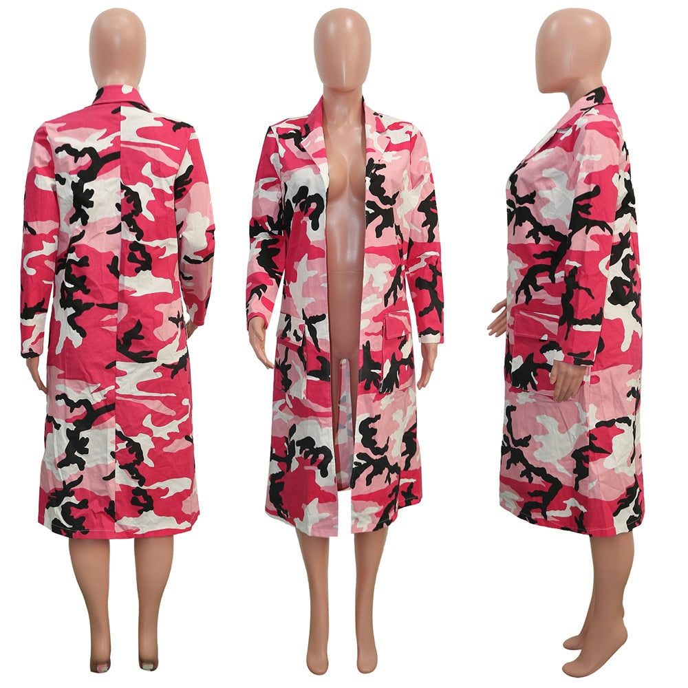 Plus Size Camouflage Camo Oversized Cardigan
