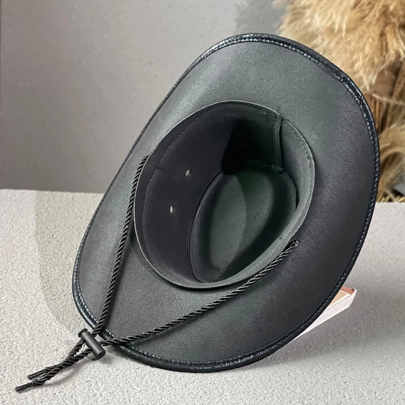 Western Cowboy Hat Ox Head Belt Rivet Fedora Cap For Men Women Outdoor