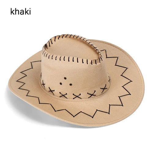 Women Men Cowboy Hat Western Suede Cowgirl Hats Fashion West Fancy