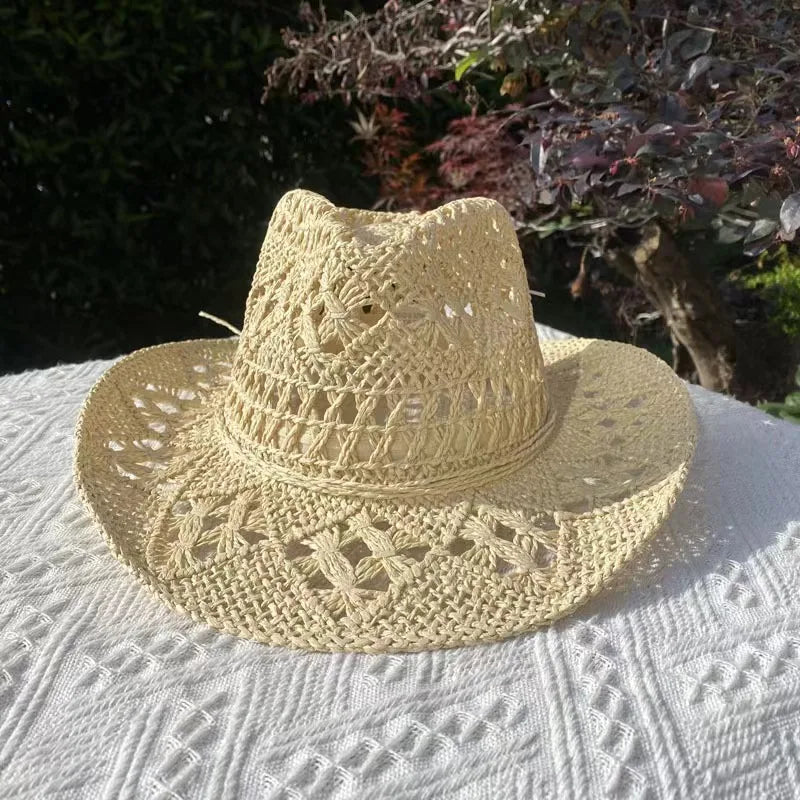 Western Cowboy Straw hat women Fashion Large Brim straw hat Party