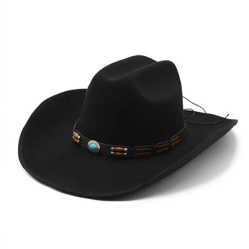 Artificial Wool Western Cowboy Hats For Men Women Vintage Wide Brim