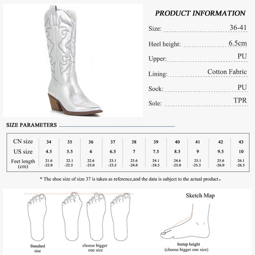 GMQM Cowboy Pink Cowgirl Boots For Women 2023 Fashion Zip Embroidered