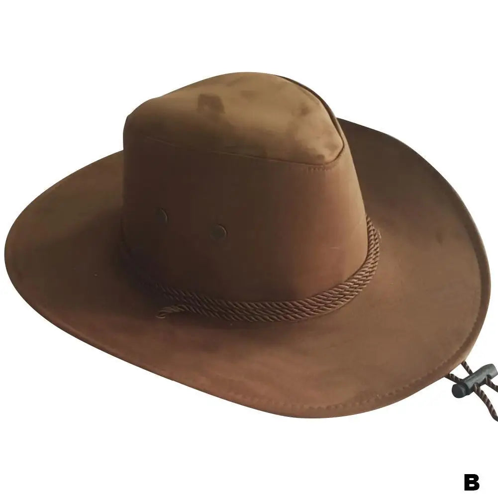 New Cowboy Hat Suede Look Wild West Fancy Dress Men Wholesale Brim Cap