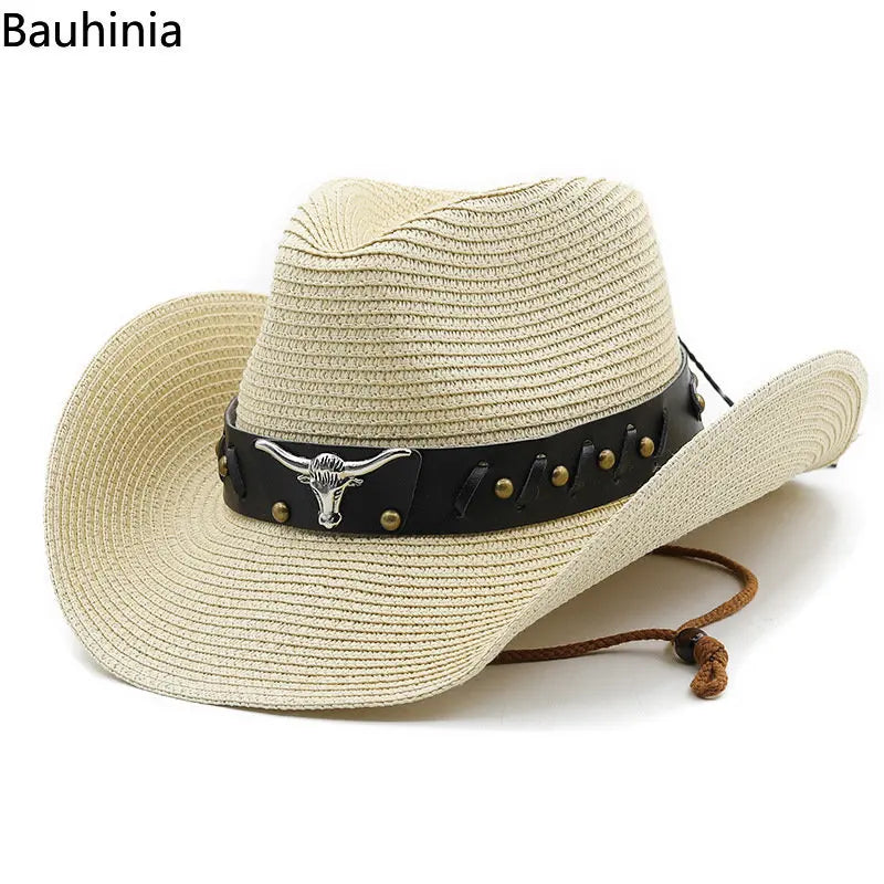 Bauhinia New Straw Western Cowboy Hats For Men Women Summer Outdoor