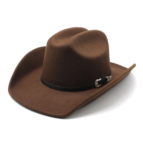 Vintage Western Cowboy Hat with Black Belt Men's Felt Fedora Hat Women