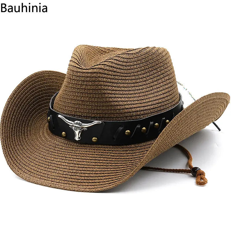 Bauhinia New Straw Western Cowboy Hats For Men Women Summer Outdoor