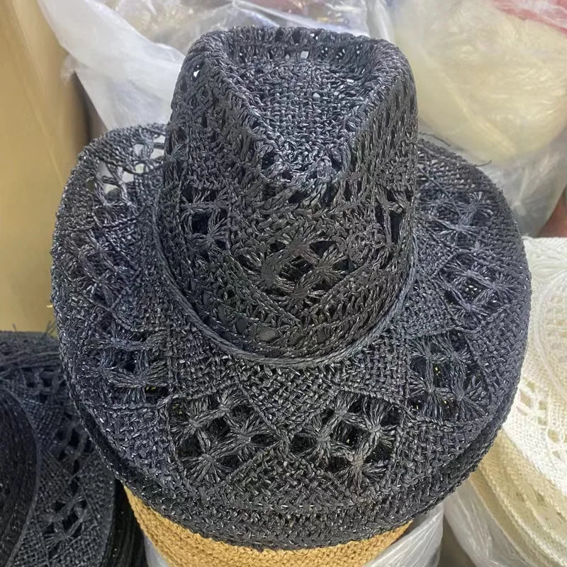 Western Cowboy Straw hat women Fashion Large Brim straw hat Party
