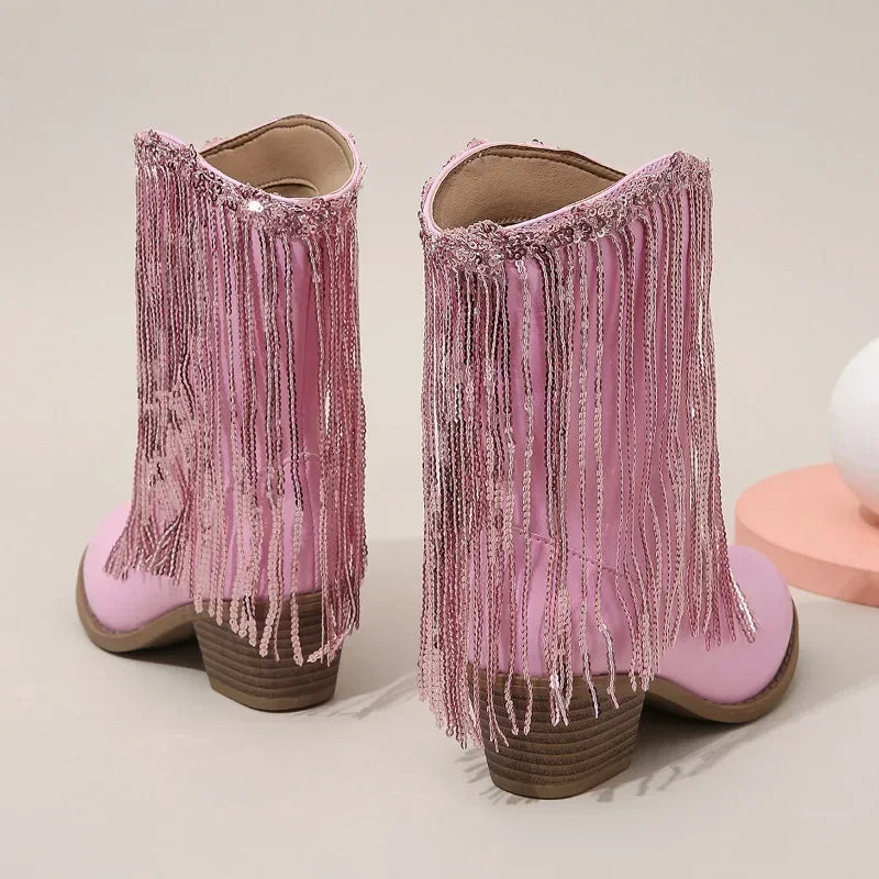Girls Boots Autumn Winter Toddler Kids Princess Fashion Middle Calf