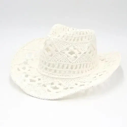 Summer Outdoor Men Women Hand-woven Western Cowboy Straw Hats Wide