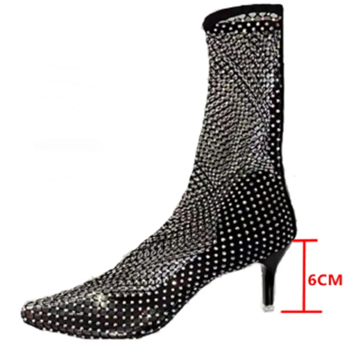 Ods Sexy Brand Luxury Bling Silver Crystal Knee High Chunky Womens