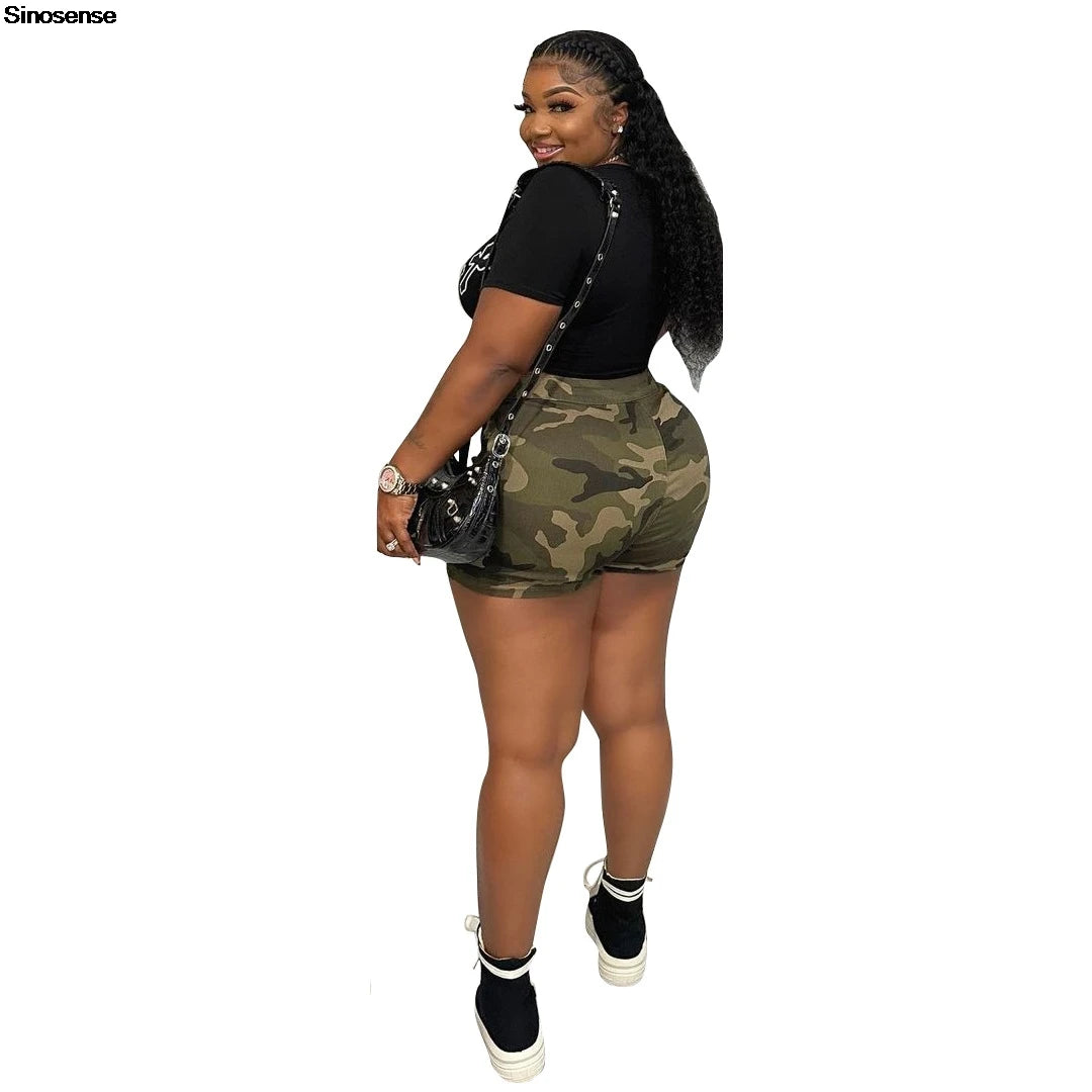 High Waisted Camo Cargo Shorts Skirts