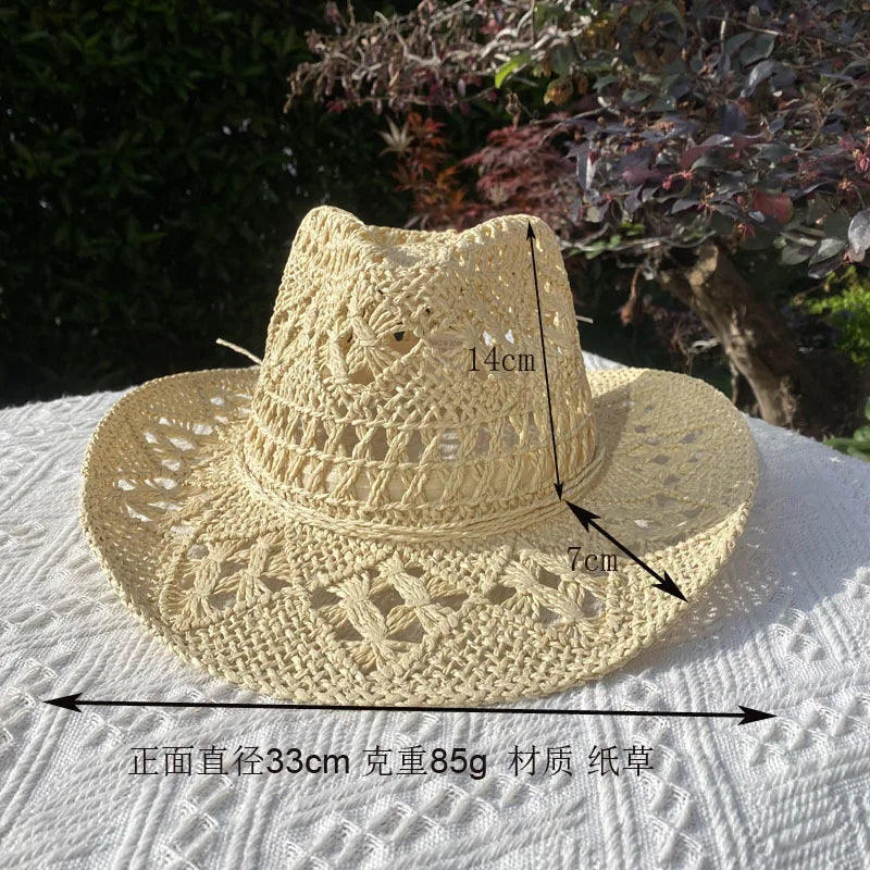 Straw Hat for Women Men Summer Handmade Classic Vintage Hollow Out