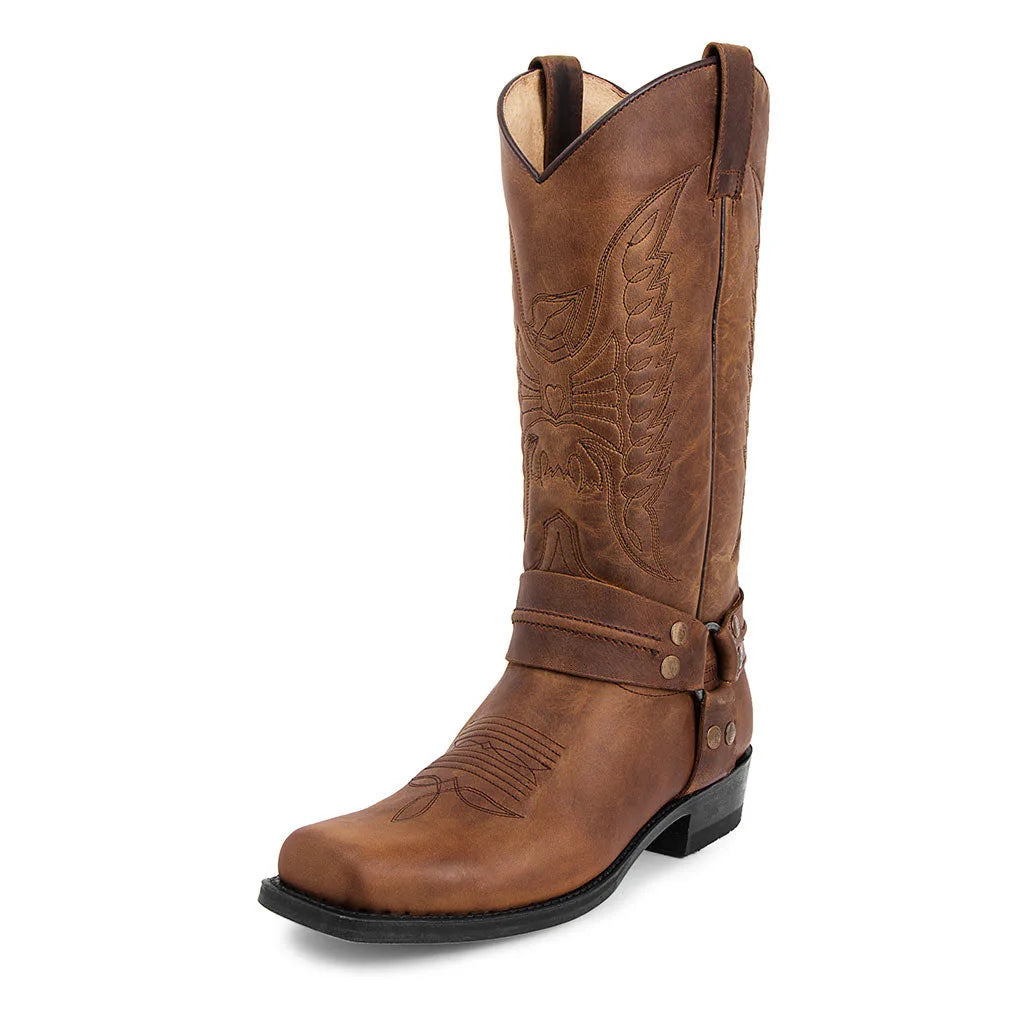 2023 New Western Cowboy Boots Black Brown Faux Leather Winter Shoes
