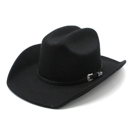 Vintage Western Cowboy Hat with Black Belt Men's Felt Fedora Hat Women