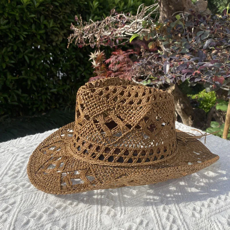 Straw Hat for Women Men Summer Handmade Classic Vintage Hollow Out