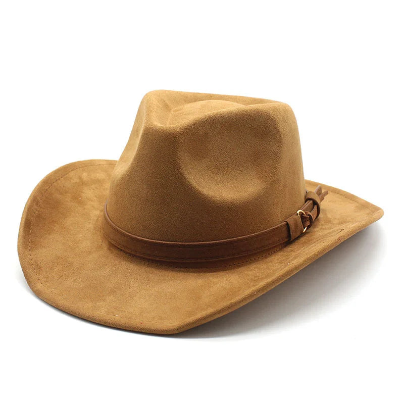 New Wome Men Black Suede Chapeu Western Cowboy Hat Gentleman Jazz