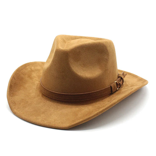 New Wome Men Black Suede Chapeu Western Cowboy Hat Gentleman Jazz