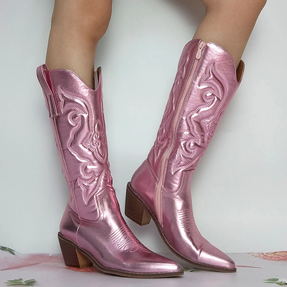 Chunky Heels Crazy Colored CowGurl Boots