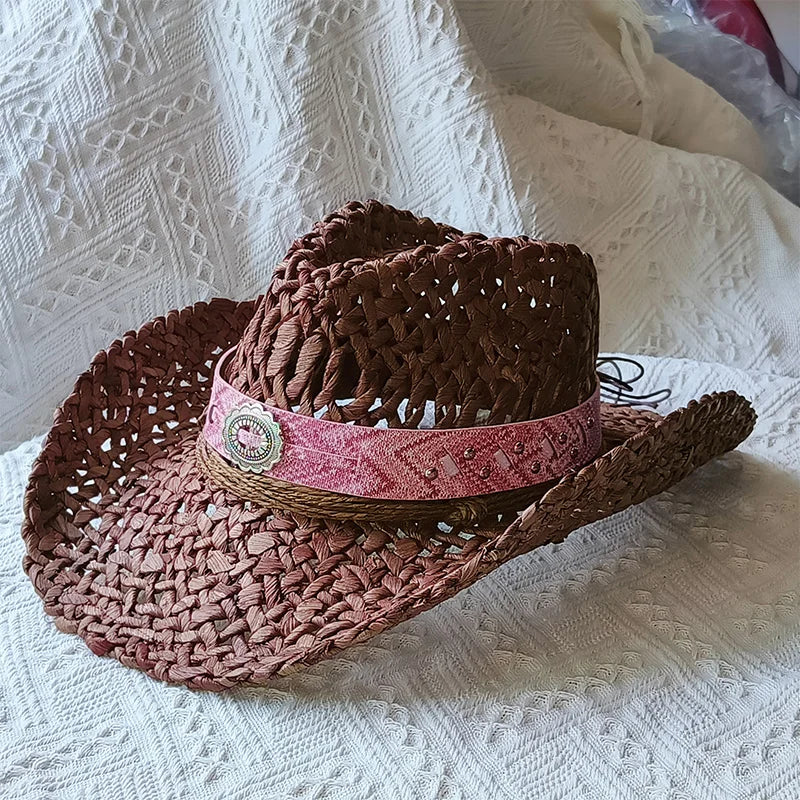 cowboy straw hat wholesale natural corn grass handmade cowboy hats For