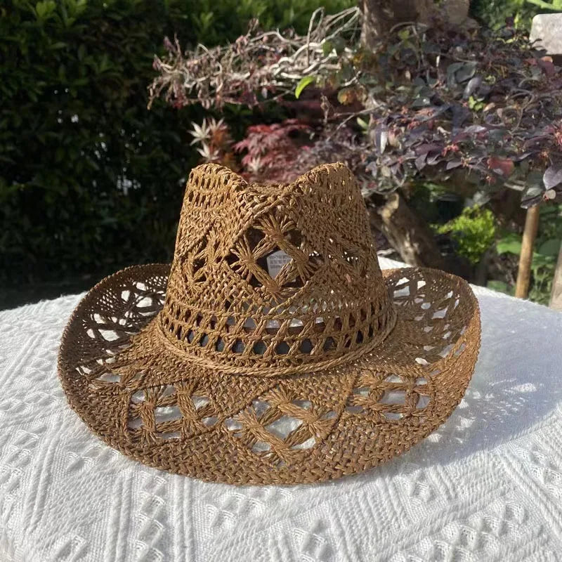 Western Cowboy Straw hat women Fashion Large Brim straw hat Party