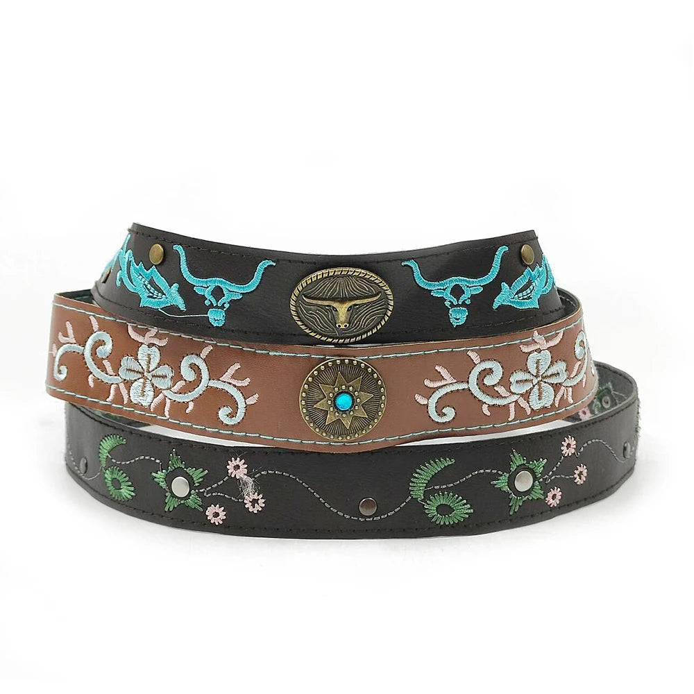 New embroidered bull head accessories men's cowboy hat belt decoration