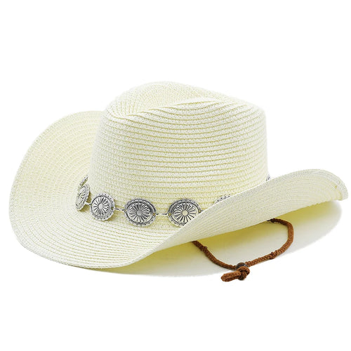 New Summer Men Women Straw Hollow Western Cowboy Hat Elegant Lady Punk