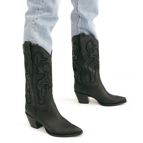 Women's Embroidered Western Knee High Boots Cowboy Cowgirl Boots