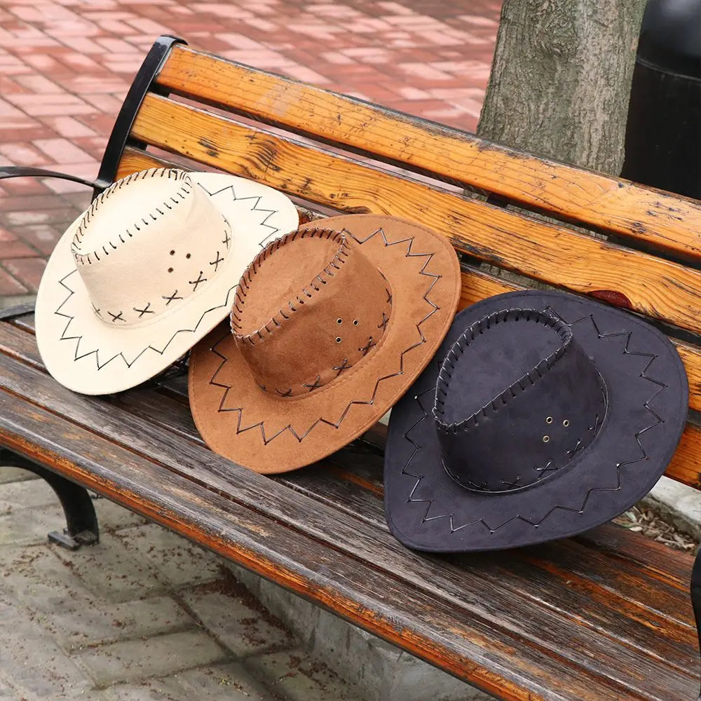 Women Men Cowboy Hat Western Suede Cowgirl Hats Fashion West Fancy