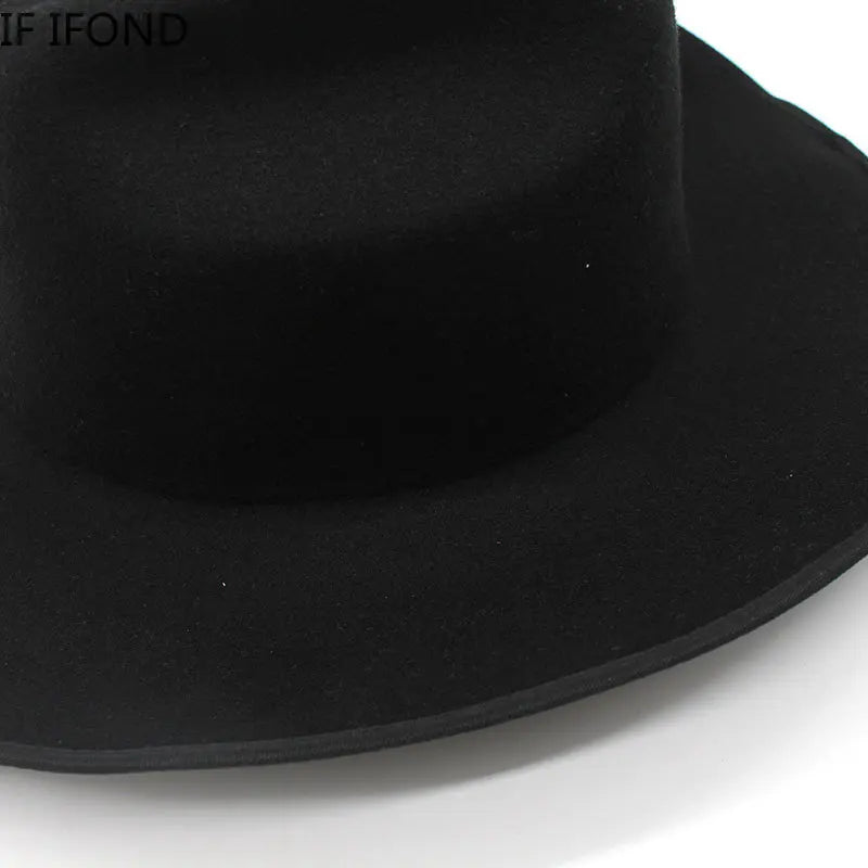 Artificial Wool Western Cowboy Hats For Men Women Vintage Wide Brim