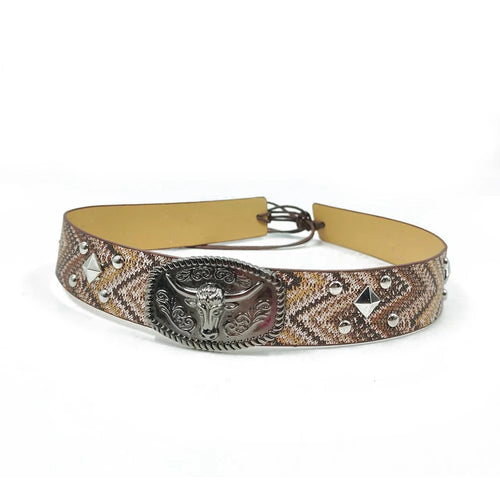 New embroidered bull head accessories men's cowboy hat belt decoration