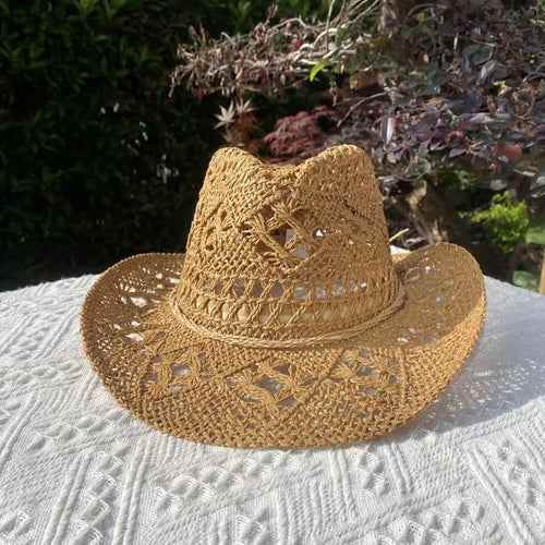 Western Cowboy Straw hat women Fashion Large Brim straw hat Party
