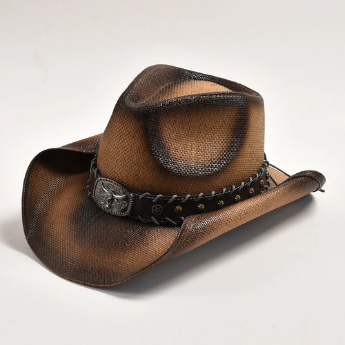 New Men's Women's Vintage Western Cowboy Hat Handmade Straw Weaving