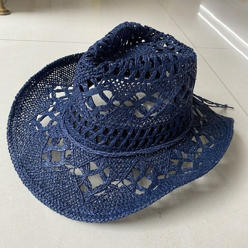Straw Western Cowboy Hat for Women Men Classic Vintage Hollow Out