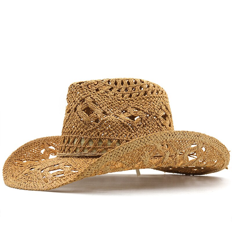 Straw Western Cowboy Hat for Women Men Classic Vintage Hollow Out
