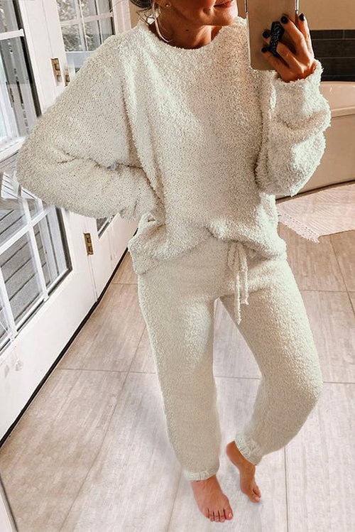 White Fluffy Loungewear Set