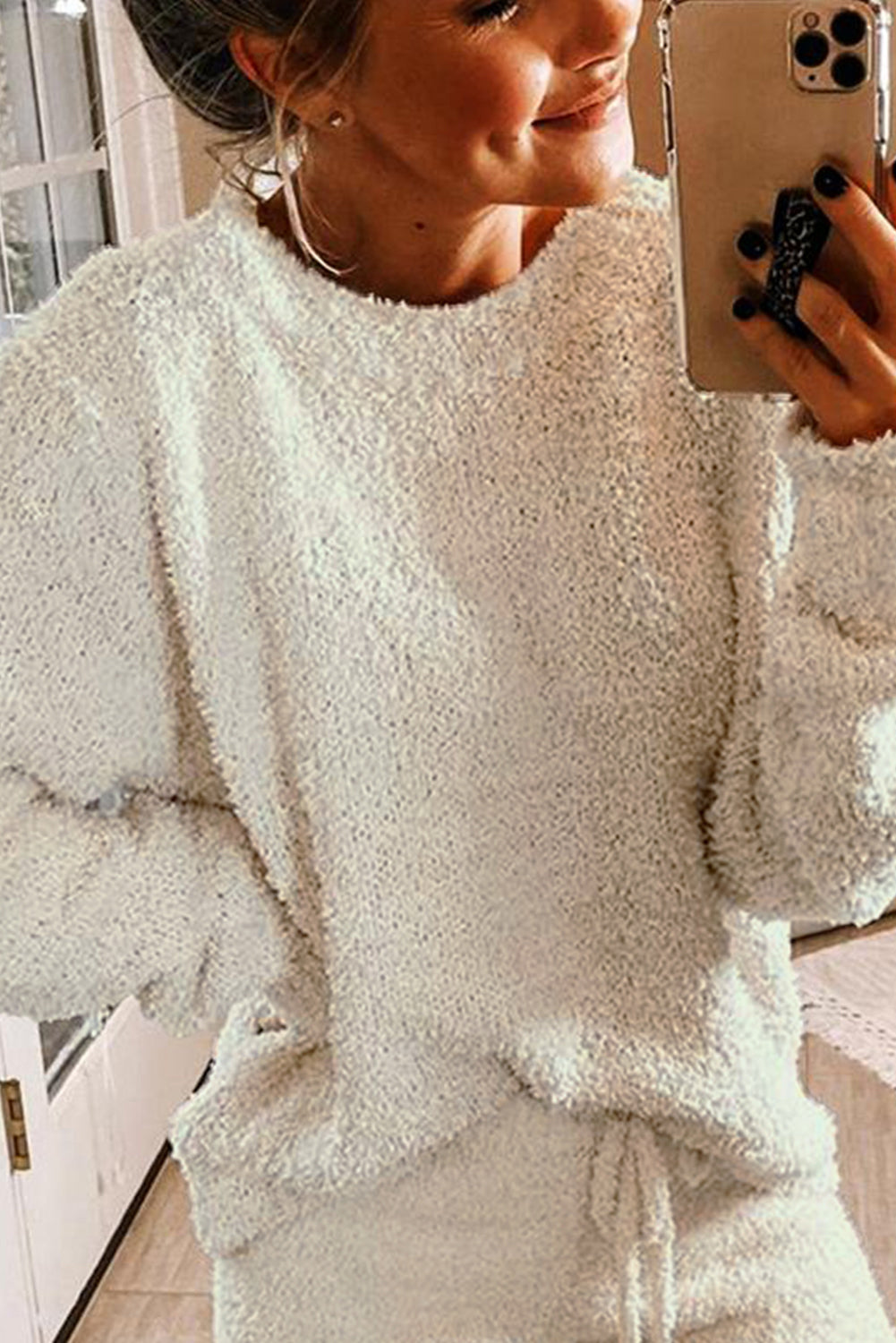 White Fluffy Loungewear Set