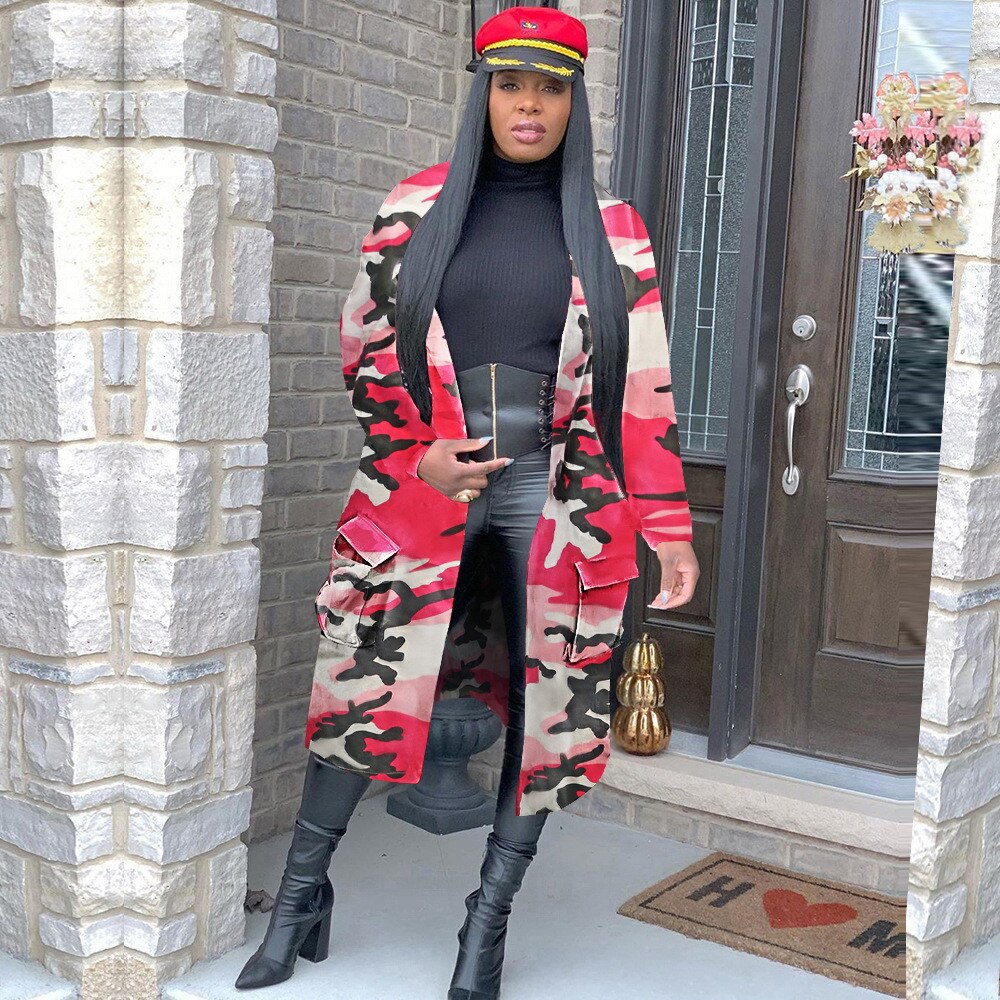 Plus Size Camouflage Camo Oversized Cardigan