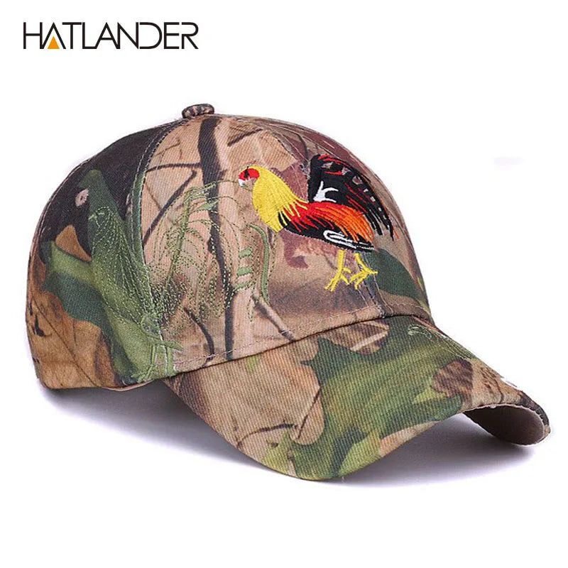 [HATLANDER]Outdoor camo embroidery COCK baseball caps for women mens