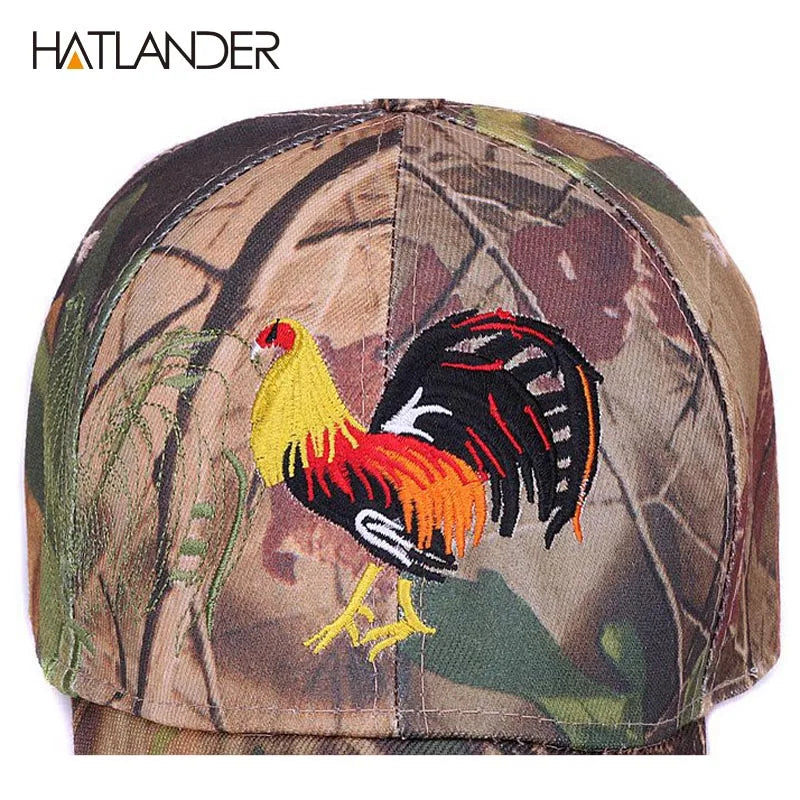 [HATLANDER]Outdoor camo embroidery COCK baseball caps for women mens
