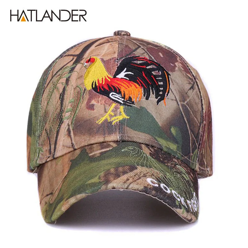 [HATLANDER]Outdoor camo embroidery COCK baseball caps for women mens
