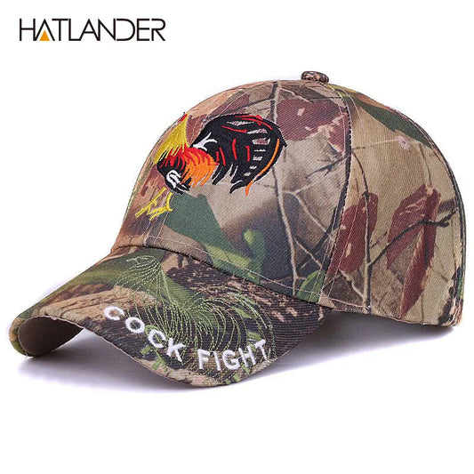 [HATLANDER]Outdoor camo embroidery COCK baseball caps for women mens