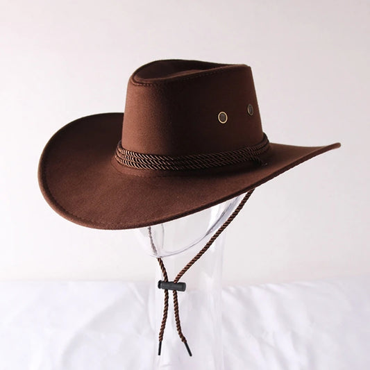 Vintage Western Cowboy Hat Solid Color Basin Hat Wide Brim Jazz Hat