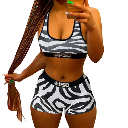 Women tracksuit Sexy 2 two piece set Sports bra+high waist shorts