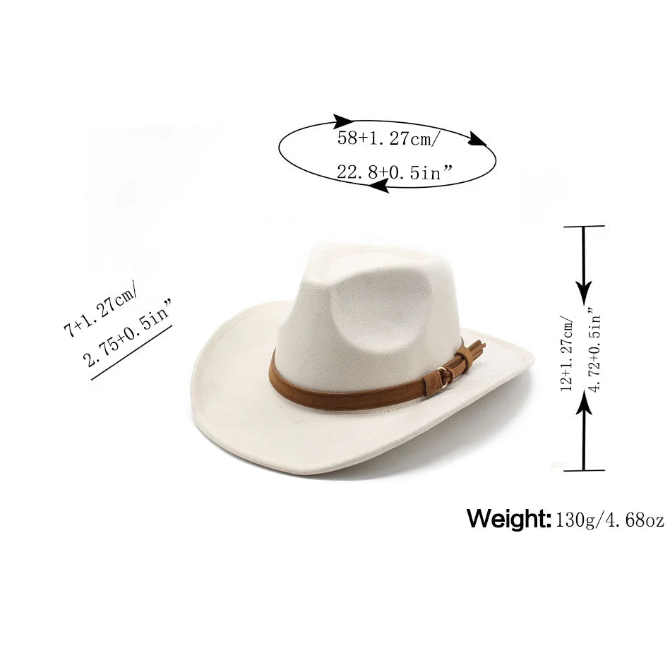New Wome Men Black Suede Chapeu Western Cowboy Hat Gentleman Jazz