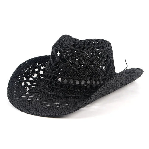 Summer Outdoor Men Women Hand-woven Western Cowboy Straw Hats Wide