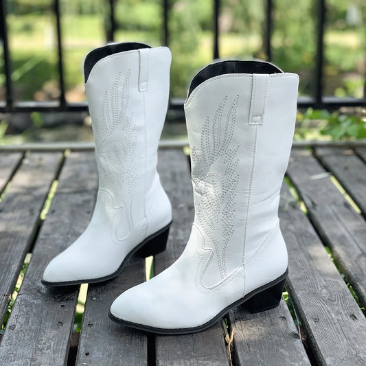 Winter Punk Boots Fashion Slip on Shoes Ladies Elegant Thick Sole Long