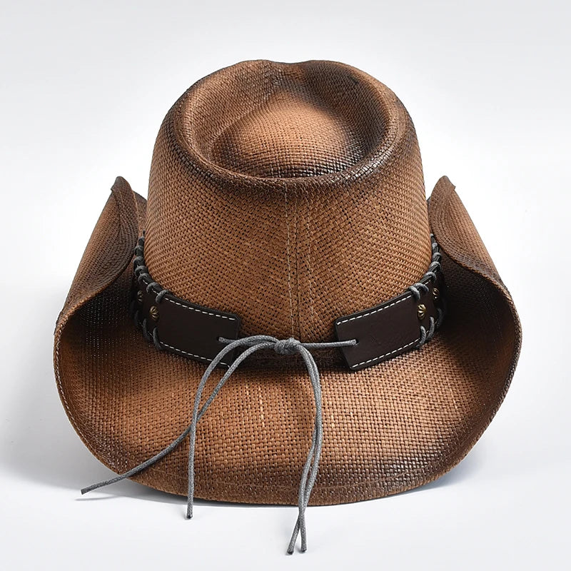 New Men's Women's Vintage Western Cowboy Hat Handmade Straw Weaving