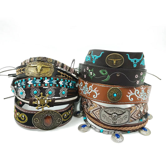 New embroidered bull head accessories men's cowboy hat belt decoration